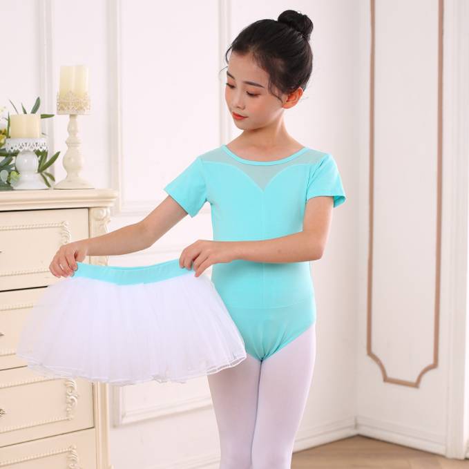 Lake green short sleeves - white skirts